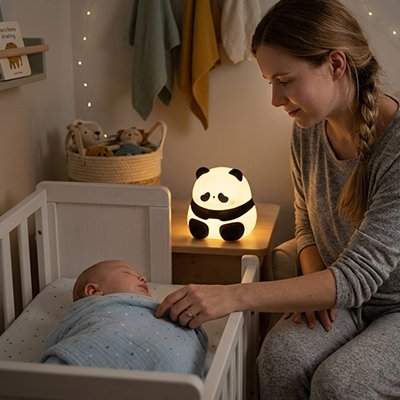 Veilleuse bébé panda maman enfant