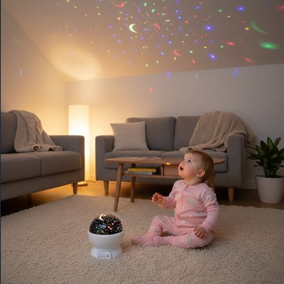 VEILLEUSE PROJECTION BEBE blanc