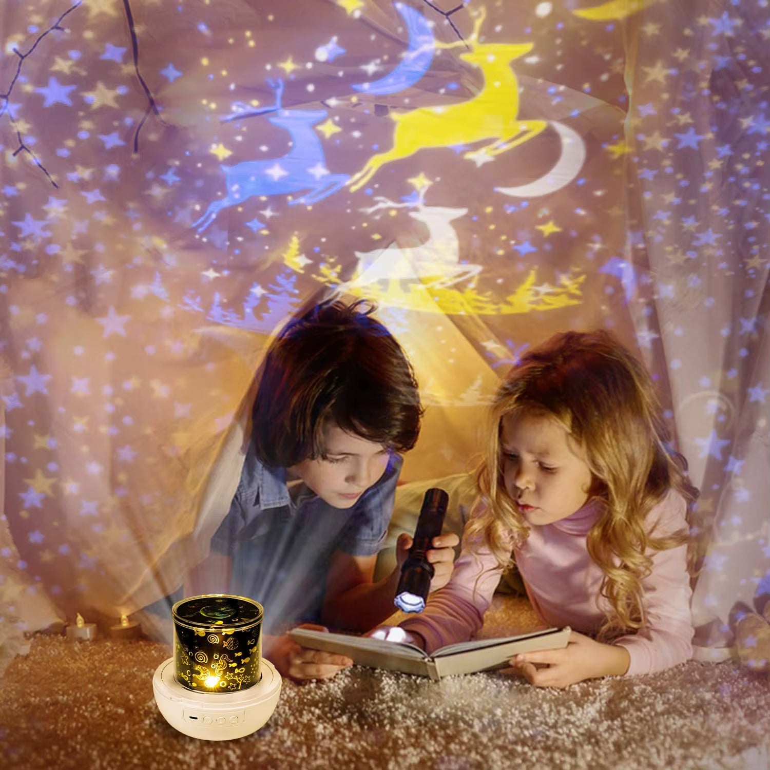 Veilleuse projection enfants lisent